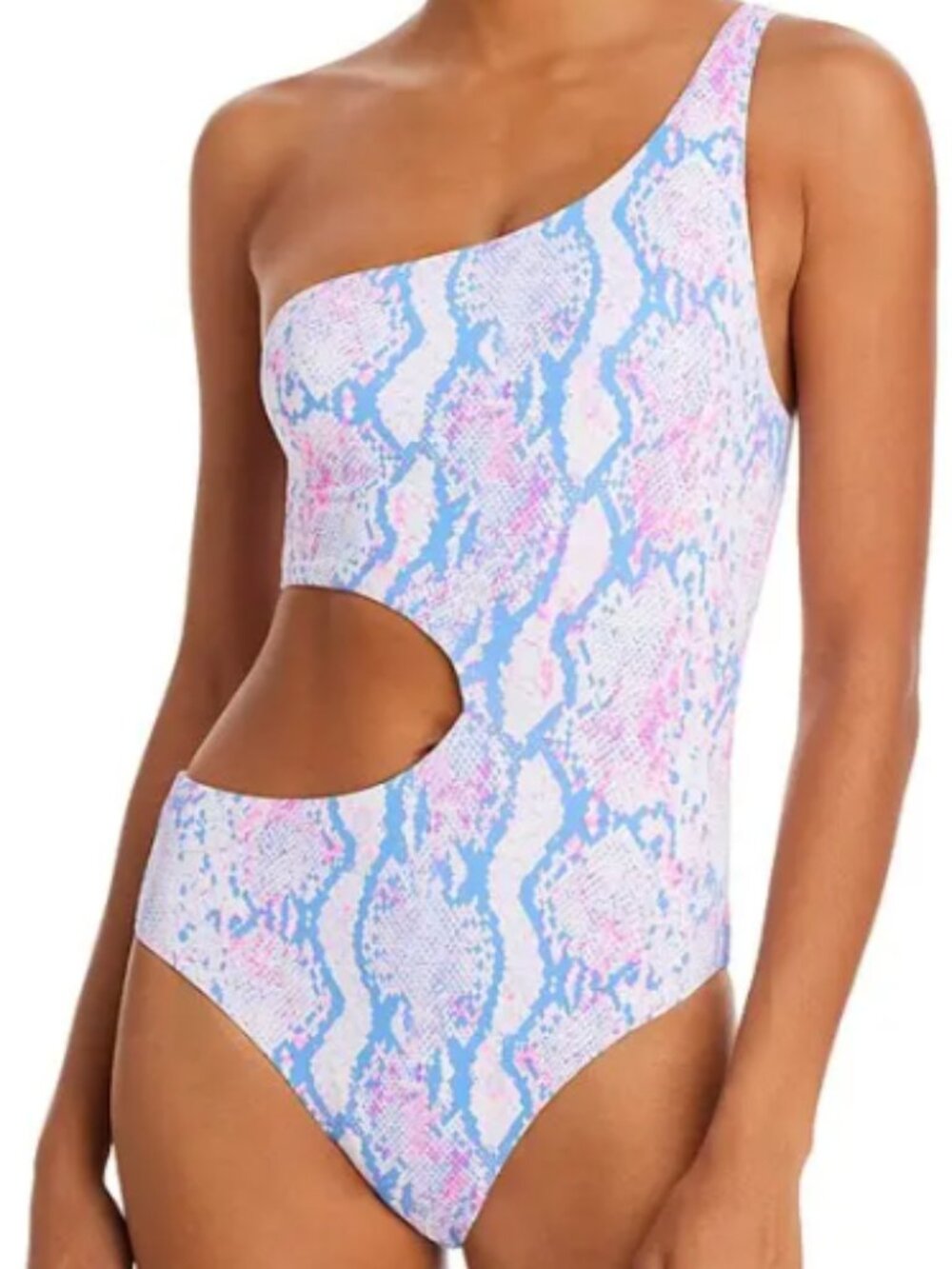 Aqua Bloomingdales - One-Shoulder Cutout Swimsuit - SNAKE PRINT